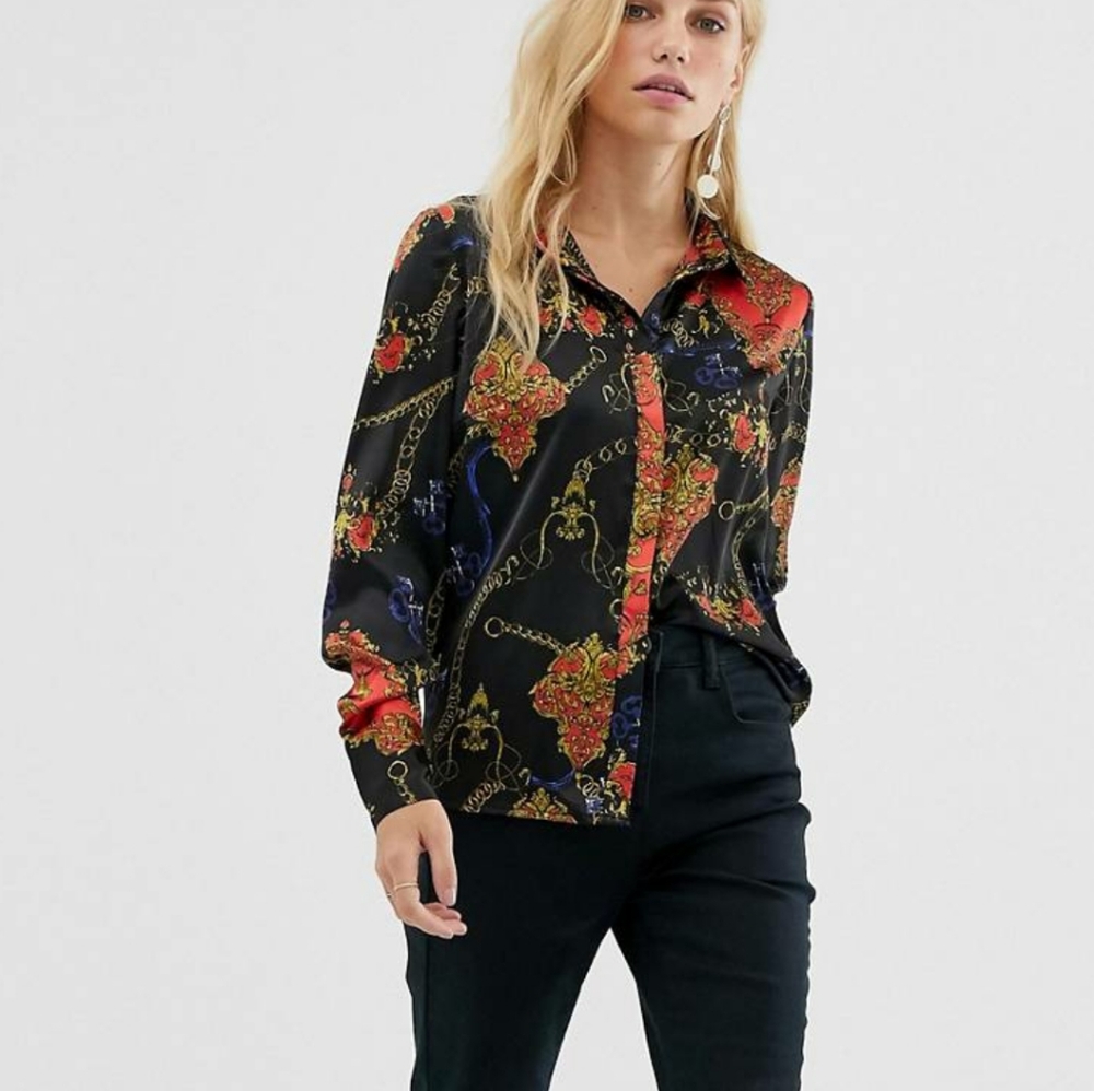 Satin silky button down shirt